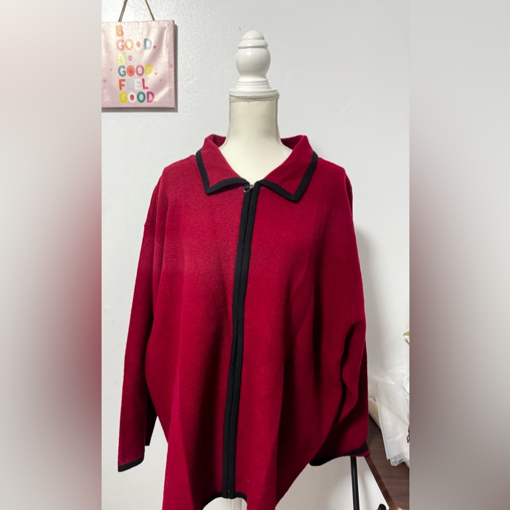 Elizabeth by Liz Claiborne Cardigan Sweater 100% Wool Red color Size 3X